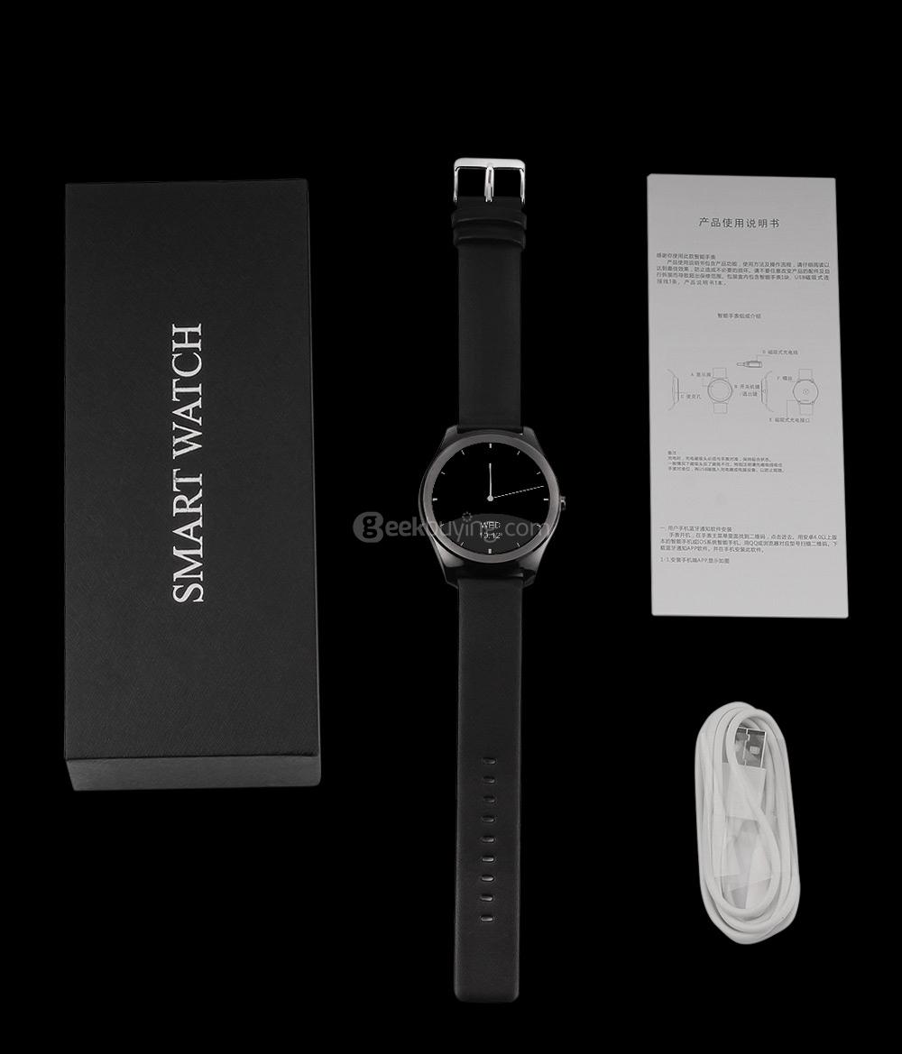 Z4 Smart Watch 1.3 Inch Display MTK2502C Bluetooth 4.0 IP67 Water Resistant Fitness Tracker Heart Rate Monitor Remote Control Compatible with IOS Android - Metal Strap Black
