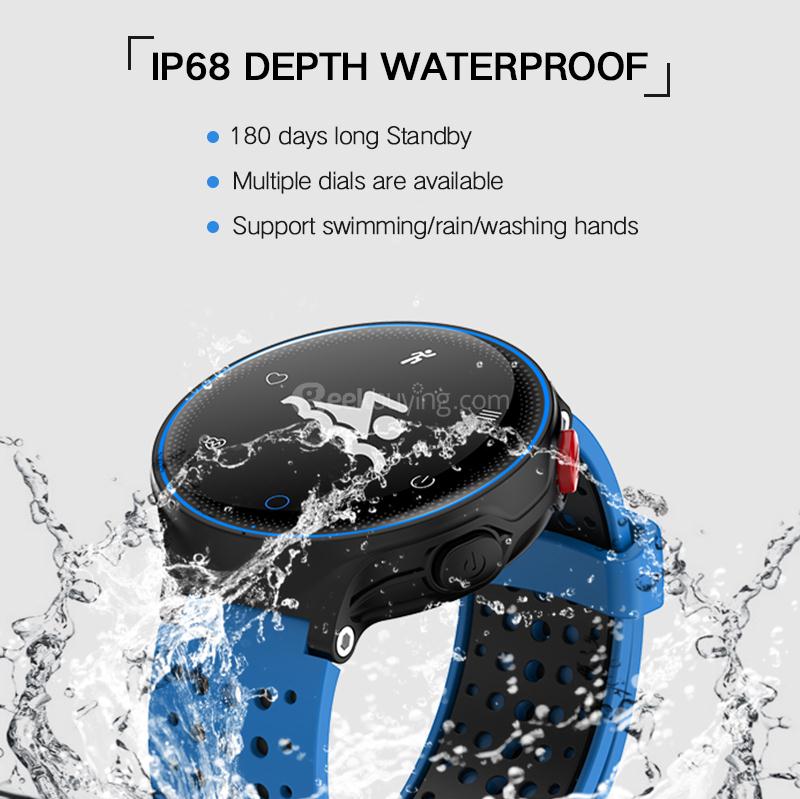 XR02 Sport Smart Watch 096 Inch OLED Display IP68 Water Resistant Bluetooth Heart Rate Monitor Pedometer Compatible with IOS Android - Red & Black