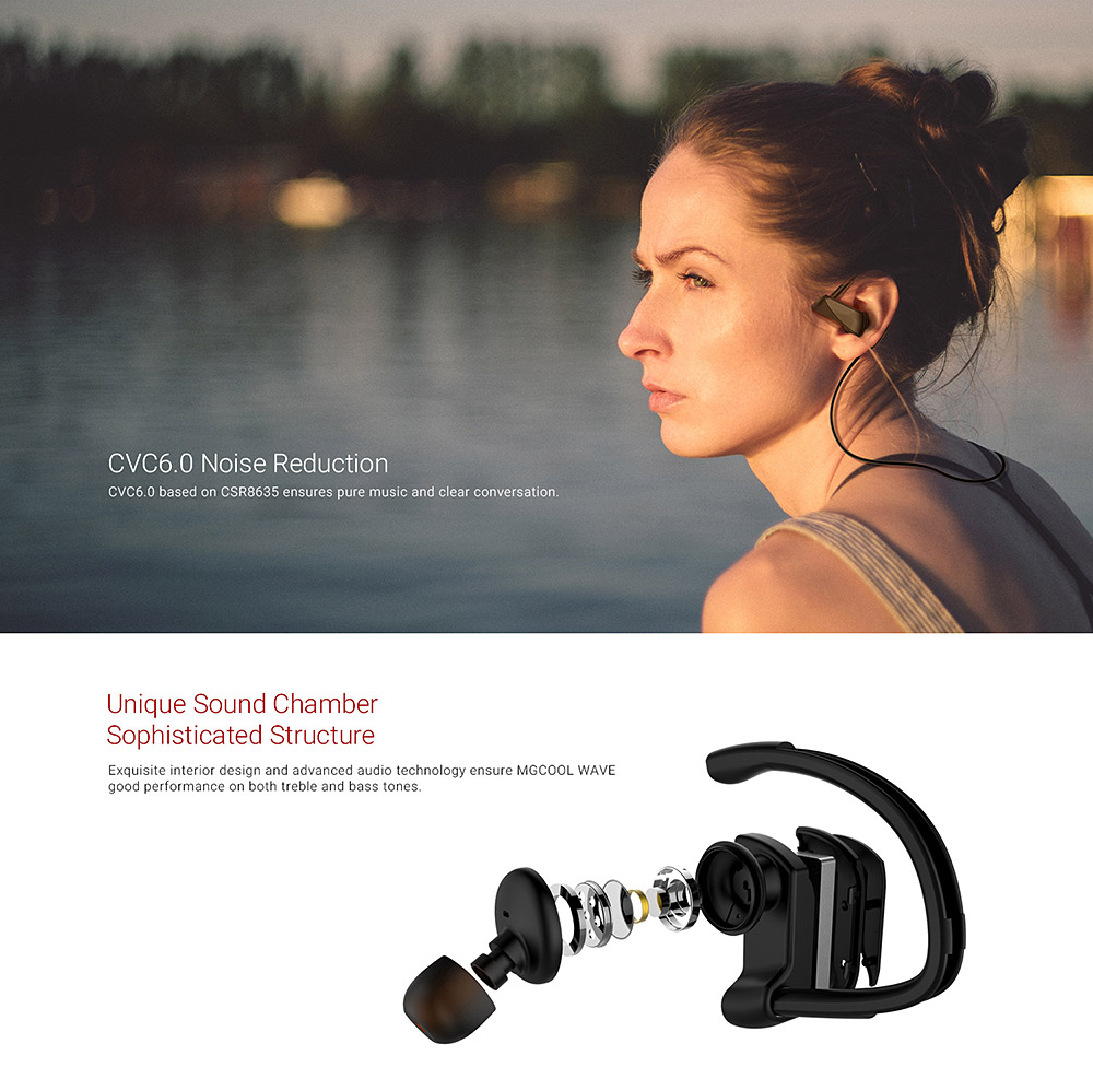 MGCOOL WAVE Wireless Bluetooth Sport Earphone Headset - Black
