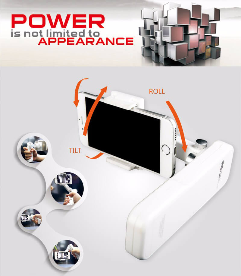 X-Cam Sight2 2-axis Stabilizer Bluetooth Selfile Handheld Gimbal For iPhone Samsung Xiaomi Smartphones - White