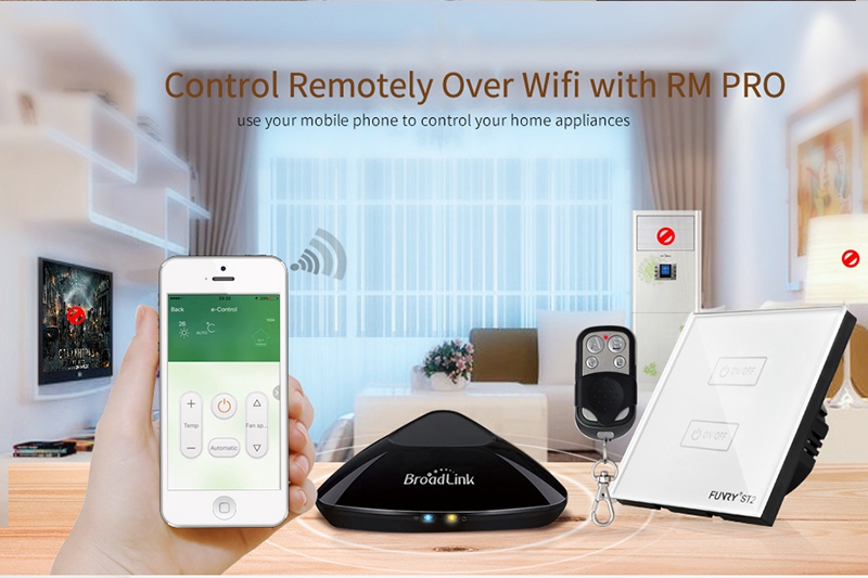 FUNRY 2R Touch Switch Wireless Panel Remote Control Light Controller -Black