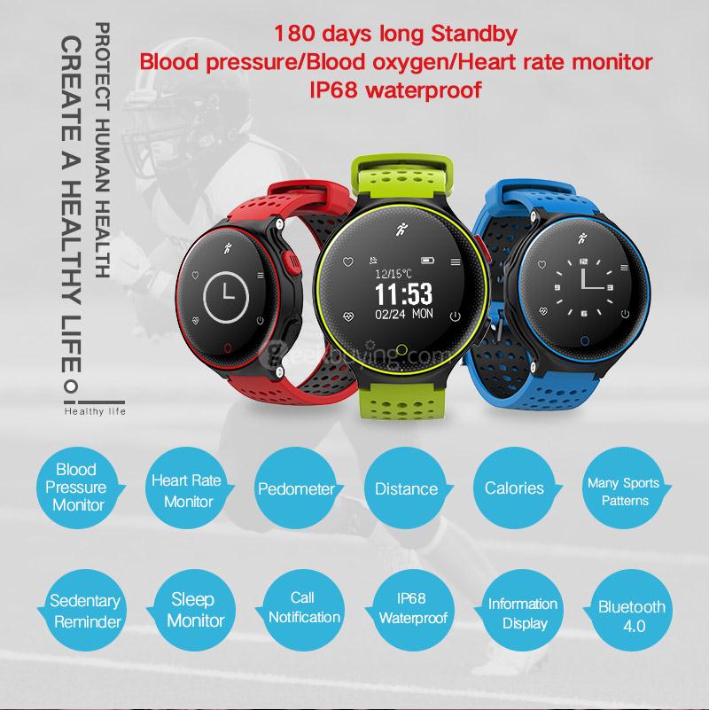 XR02 Sport Smart Watch 096 Inch OLED Display IP68 Water Resistant Bluetooth Heart Rate Monitor Pedometer Compatible with IOS Android - Red & Black