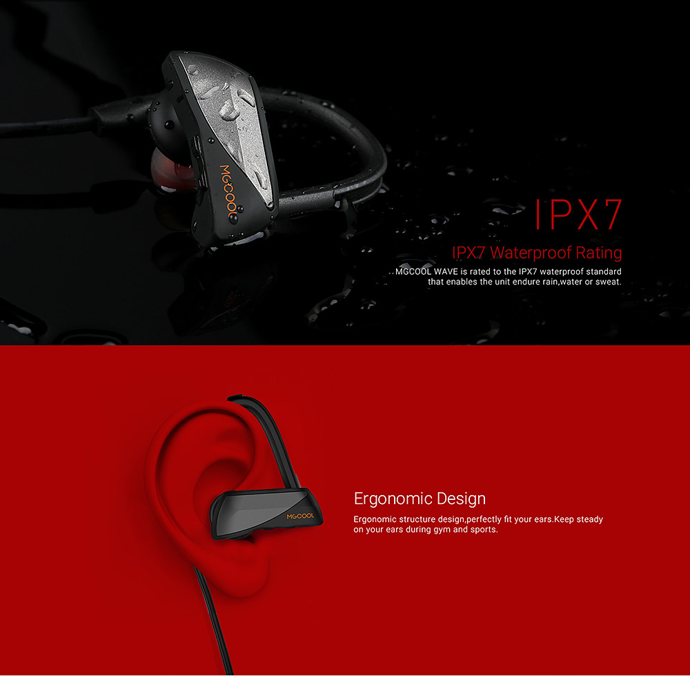 MGCOOL WAVE Wireless Bluetooth Sport Earphone Headset - Black