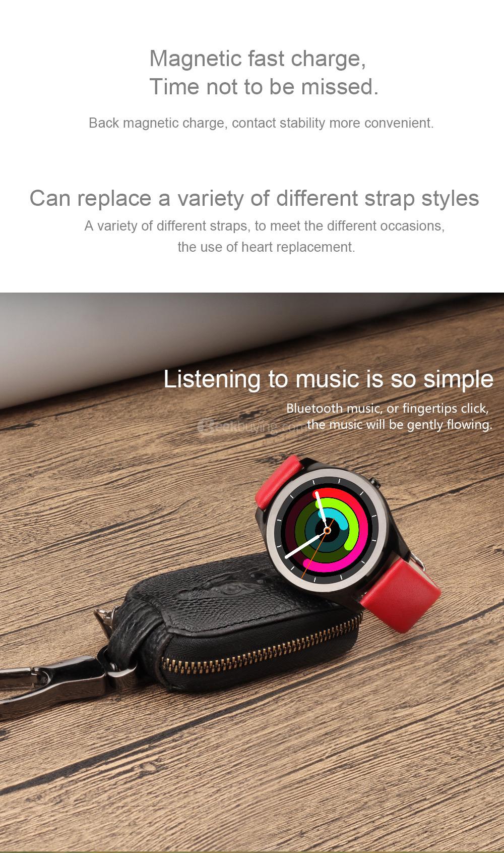 Z4 Smart Watch 1.3 Inch Display MTK2502C Bluetooth 4.0 IP67 Water Resistant Fitness Tracker Heart Rate Monitor Remote Control Compatible with IOS Android - Metal Strap Black