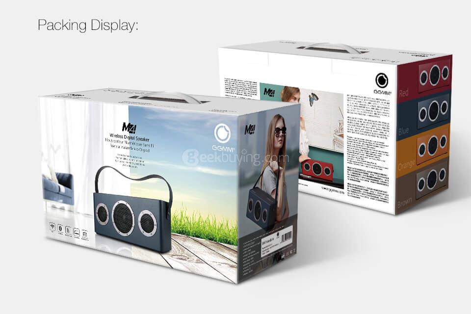 GGMM WS-401 M4 Dual Wireless Speaker WiFi Bluetooth Mini Portable Speaker Home Hi-Fi Music Player - Brown