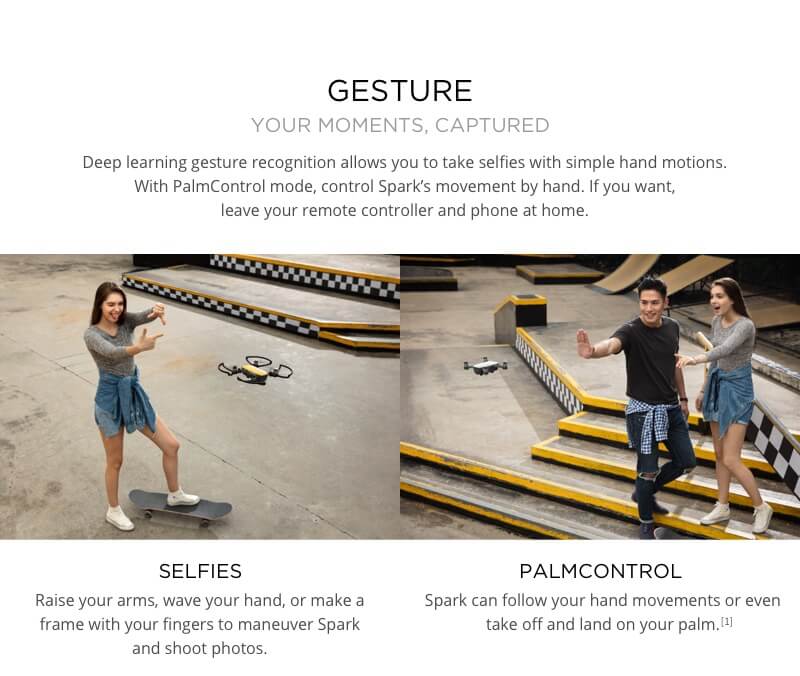 DJI Spark Mini Selfie Drone WiFi FPV 12MP Camera GPS GLONASS RC Quadcopter - White