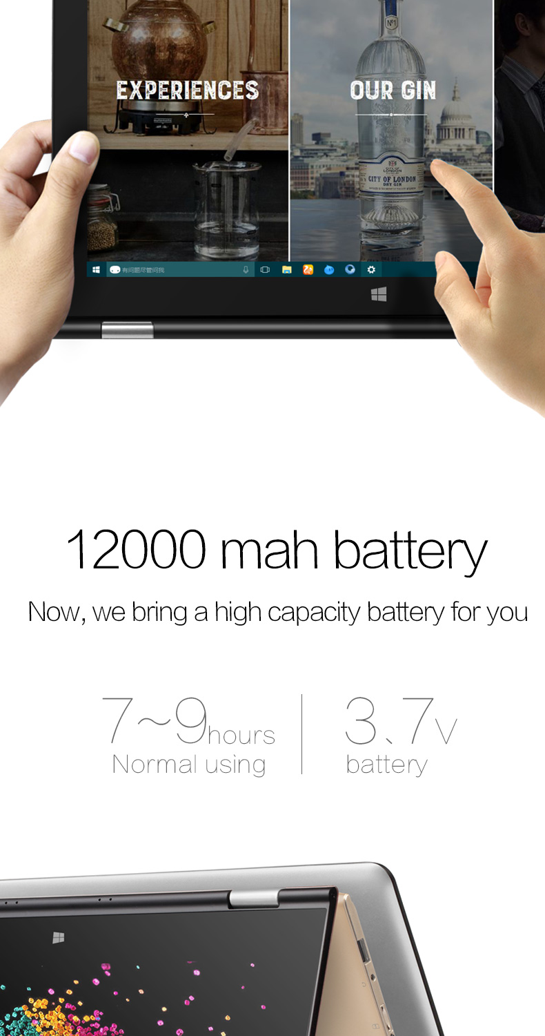 Voyo VBook A3 Pro 2in1 Tablet 13.3 Inch Display Core i7-6500U 2.50 GHz Fingerprint 8GB DDR4 RAM 256GB SSD ROM Licensed Windows 10 12000mAh Battery - Gold