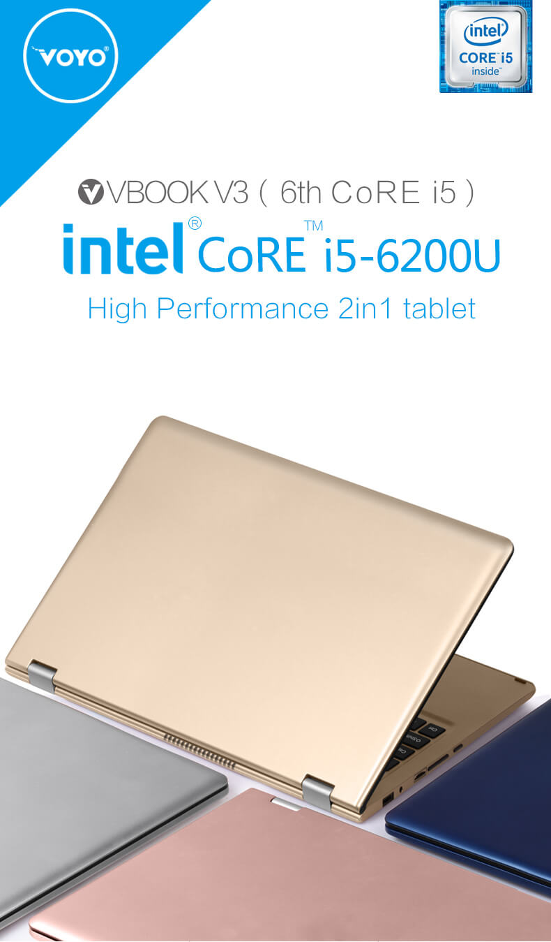 VOYO VBook V3 13.3 Inch Notebook Windows 10 Intel Core i5-6200U 2.7GHz 4GB RAM 128GB ROM Dual Core 12000mAh Bluetooth Camera Wifi - Blue