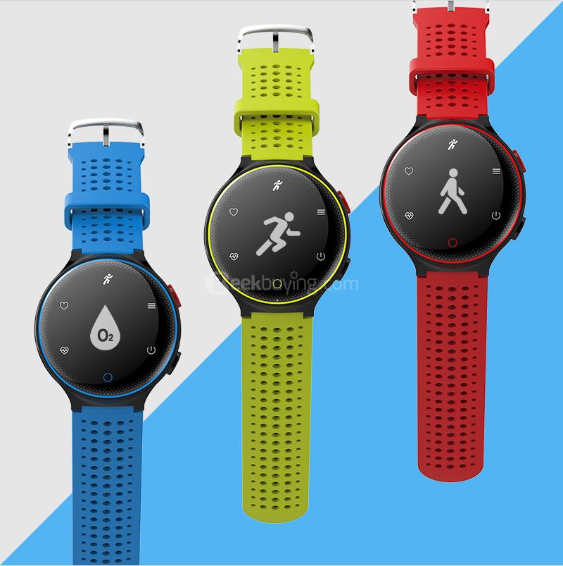 XR02 Sport Smart Watch 096 Inch OLED Display IP68 Water Resistant Bluetooth Heart Rate Monitor Pedometer Compatible with IOS Android - Red & Black