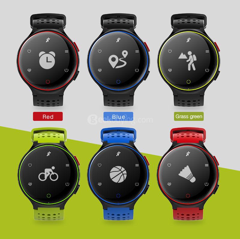 XR02 Sport Smart Watch 096 Inch OLED Display IP68 Water Resistant Bluetooth Heart Rate Monitor Pedometer Compatible with IOS Android - Red & Black
