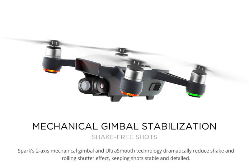 DJI Spark Mini Selfie Drone WiFi FPV 12MP Camera GPS GLONASS RC Quadcopter - White