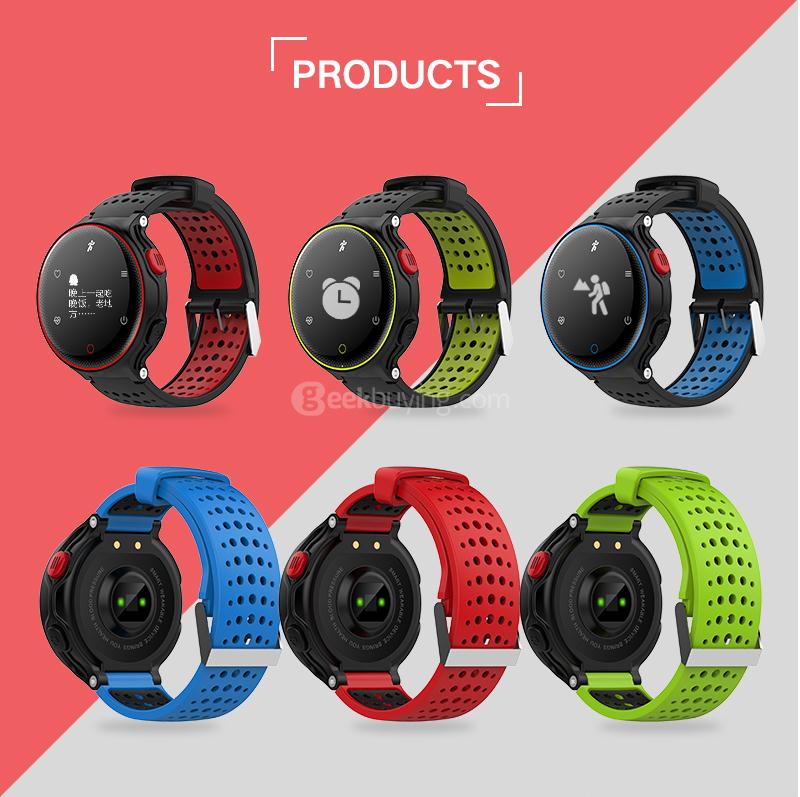 XR02 Sport Smart Watch 096 Inch OLED Display IP68 Water Resistant Bluetooth Heart Rate Monitor Pedometer Compatible with IOS Android - Red & Black