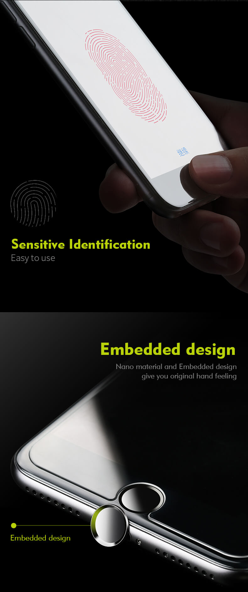 Benks Fingerprint Home Button Sticker Touch Sensor For iPad iPhone 7 Plus/7/6S/6/5S - Rose Gold