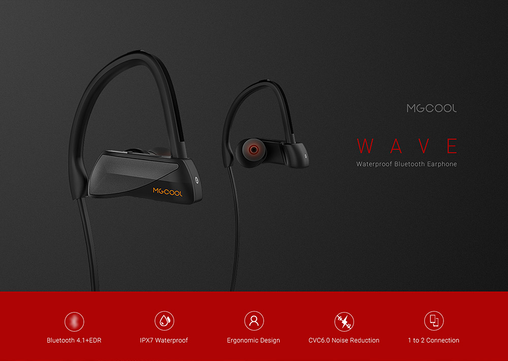 MGCOOL WAVE Wireless Bluetooth Sport Earphone Headset - Black