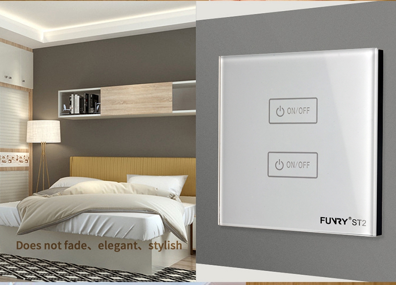 FUNRY 2R Touch Switch Wireless Panel Remote Control Light Controller -Black