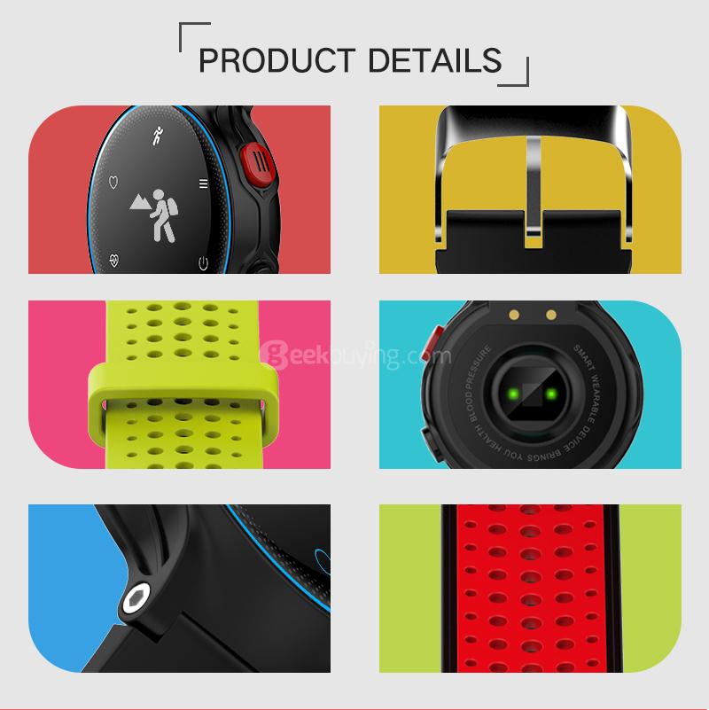 XR02 Sport Smart Watch 096 Inch OLED Display IP68 Water Resistant Bluetooth Heart Rate Monitor Pedometer Compatible with IOS Android - Red & Black