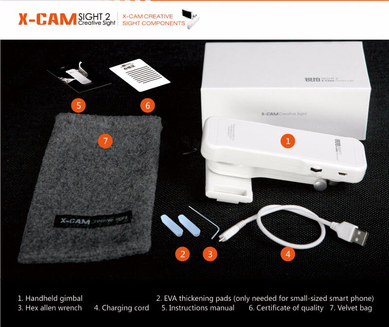 X-Cam Sight2 2-axis Stabilizer Bluetooth Selfile Handheld Gimbal For iPhone Samsung Xiaomi Smartphones - White