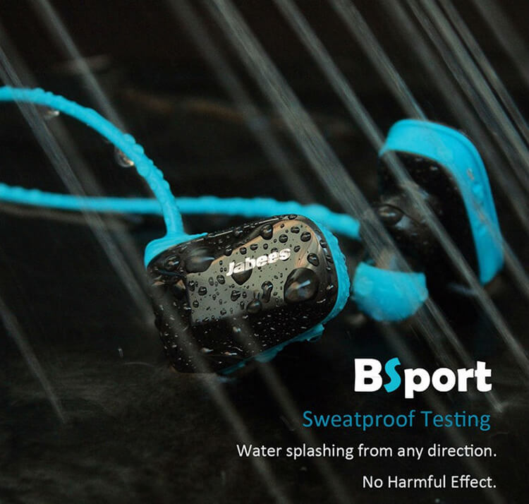Jabees BSport Wireless Bluetooth Waterproof Headphone APTX NFC Sport Earphone with Microphone - Blue