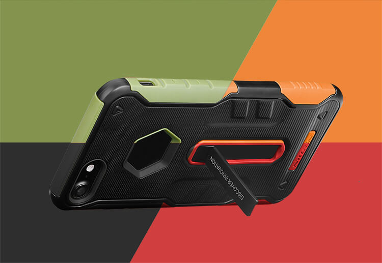 Black iPhone7 TPU Case Nillkin Defendor 4 Bracket Holder Shockproof Back Cover