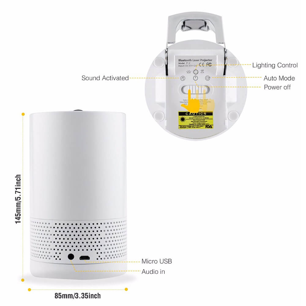 Blinblin Major I Pulse Laser Light Portable Wireless Bluetooth Speaker with Blue Atmosphere LED Light - White