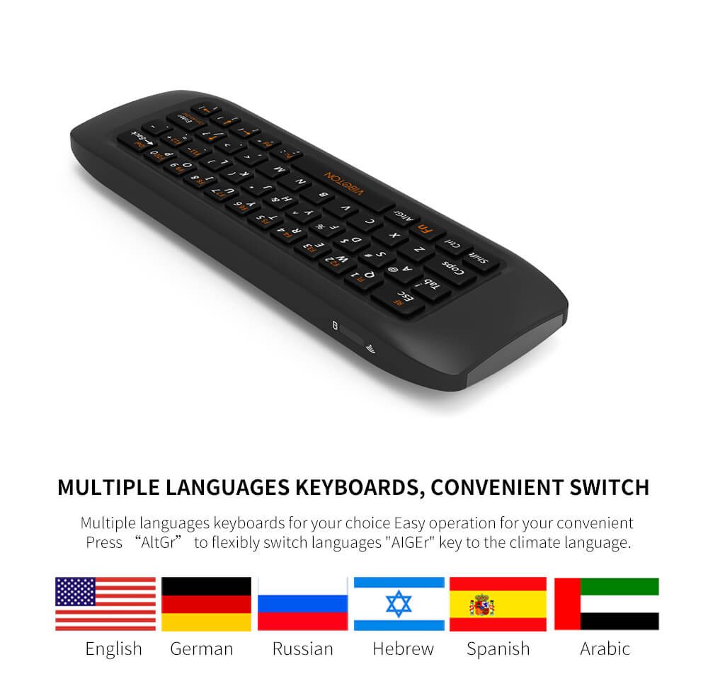 Viboton KB - 91S English Version 2.4GHz Handle Air Mouse Wireless Keyboard - Black