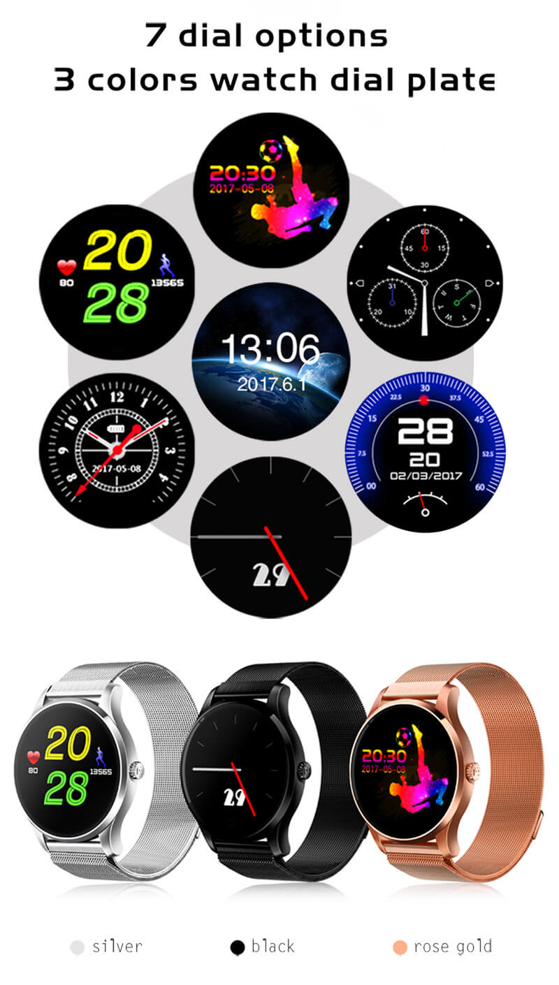 K88 Smart Watch Bluetooth Heart Rate Monitor MTK2502 Siri Function Gesture Control Compatible with iOS Andriod - Silver