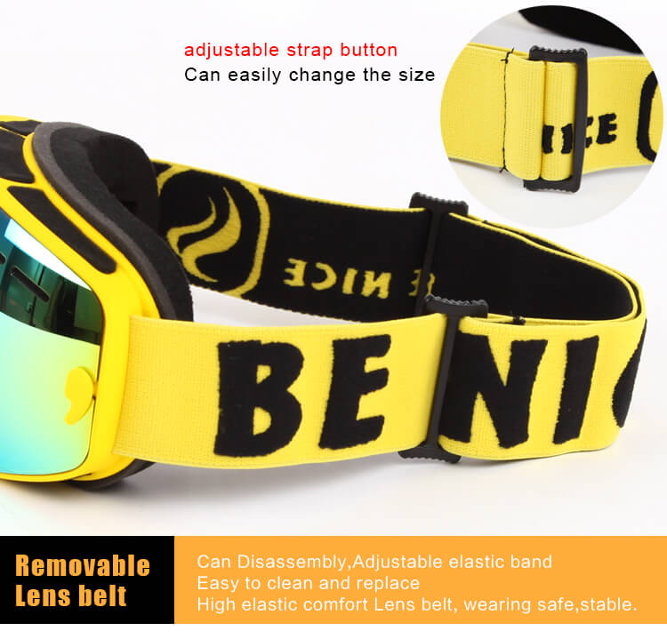 BENICE 3104 Ski Goggles Double Lens Anti-fog Windproof UV400 Adult Eyewear Winter Outdoor Sports Protective Glasses - Red