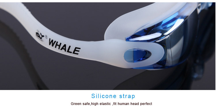 WHALE MM-7904 Wide-Vision Anti-Fog Swimming Goggles Replaceable Nose Bridge Adult Safe Silicone Swimming Glasses - Gold