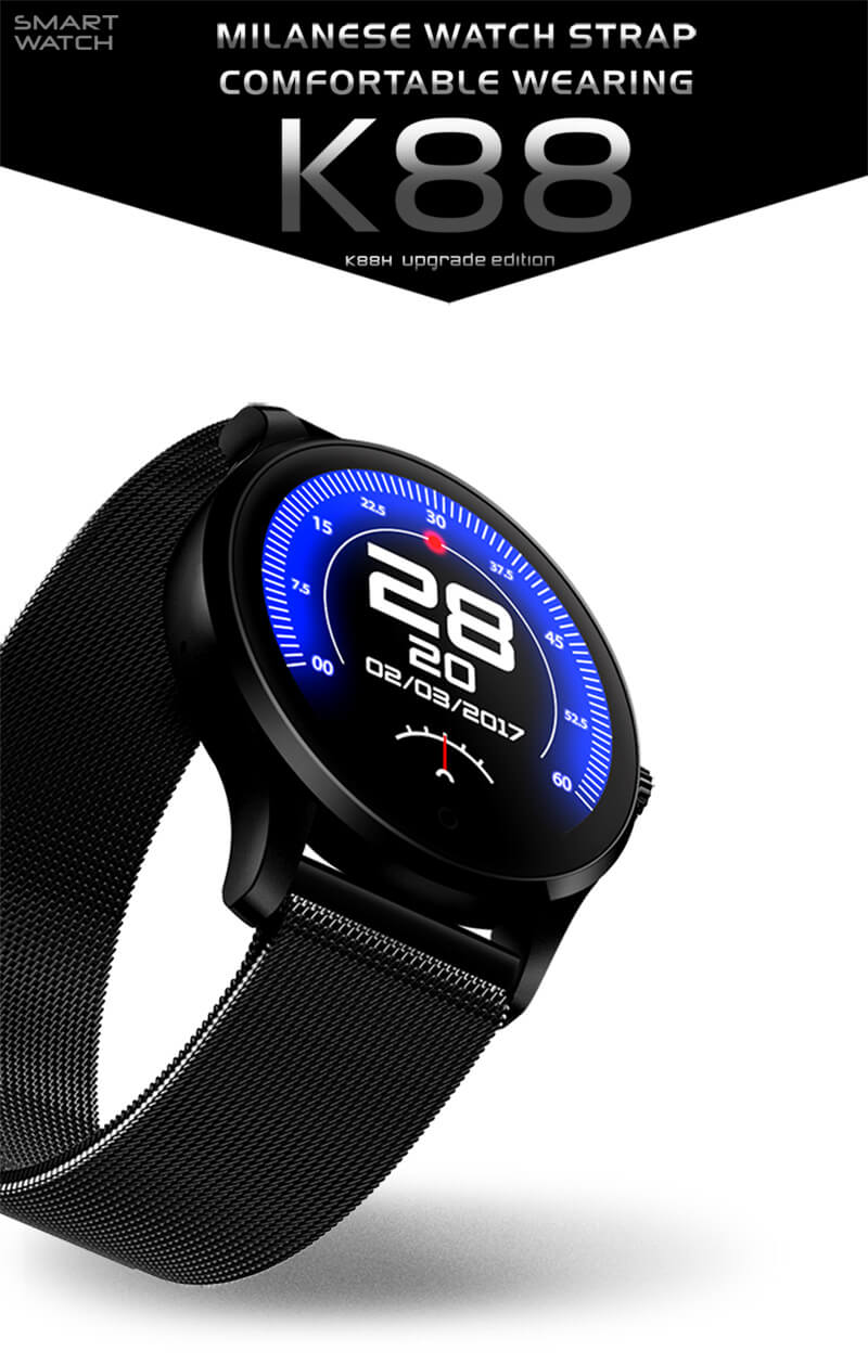K88 Smart Watch Bluetooth Heart Rate Monitor MTK2502 Siri Function Gesture Control Compatible with iOS Andriod - Silver
