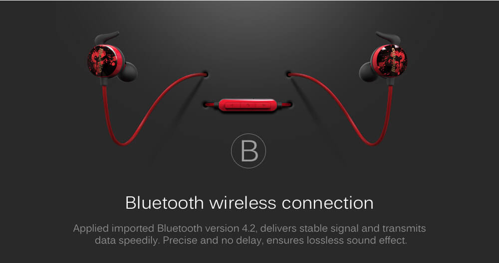 Bluedio Ai Wireless Bluetooth Headphone Sports Earbuds with Mic - Red + Black