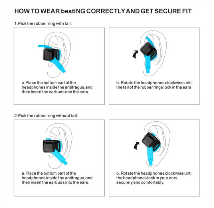 Jabees beatING Wireless Bluetooth 4.1 Stereo Headphone Water Resistance Sports Earphone - Blue