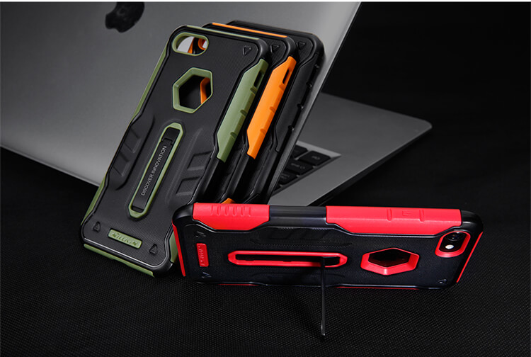Black iPhone7 TPU Case Nillkin Defendor 4 Bracket Holder Shockproof Back Cover