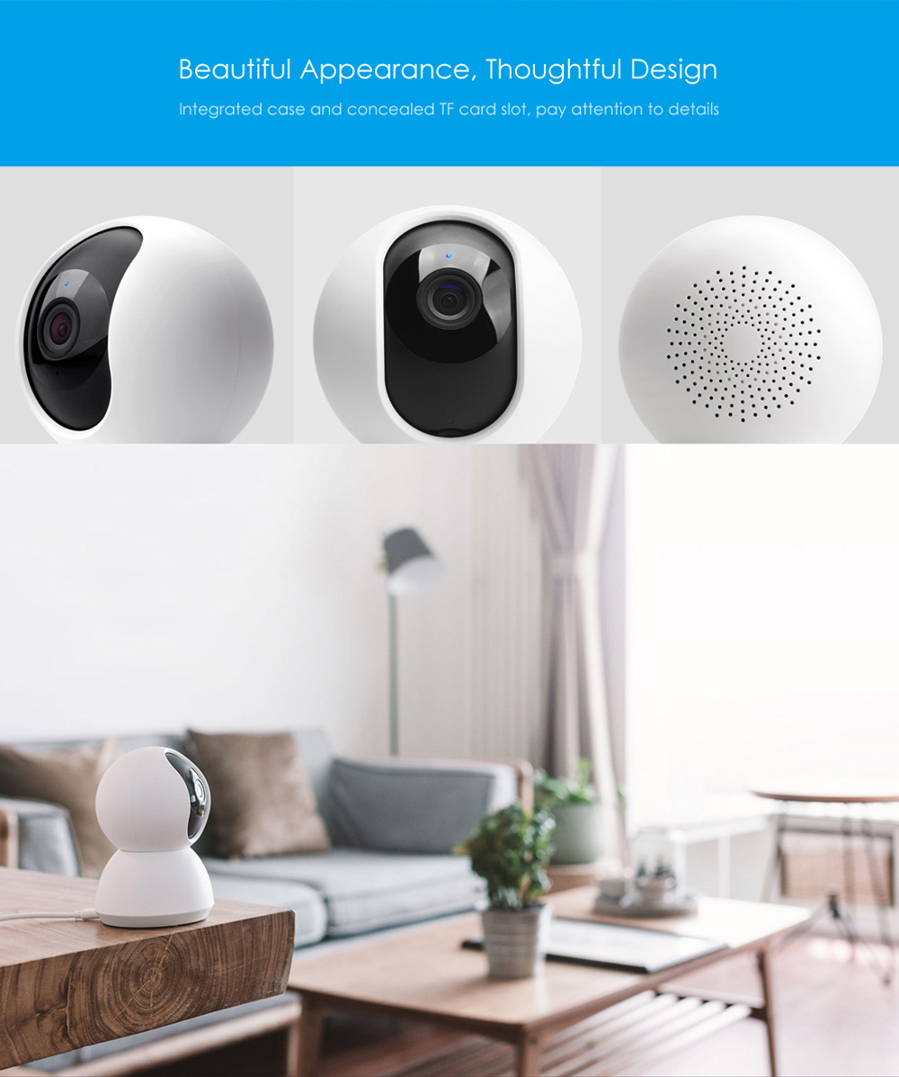 Xiaomi Mijia Smart IP Camera Pan-tilt Version 720P WiFi Connection Night Vision 360 Degree View Motion Detection - White