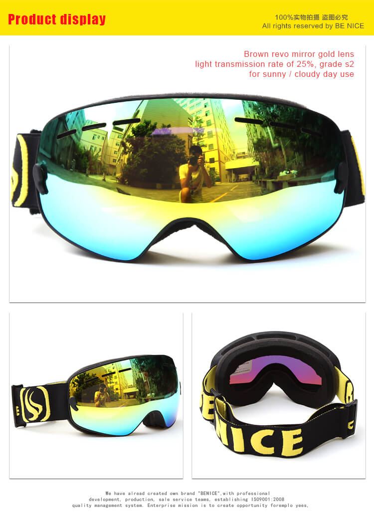 BENICE 3107 Ski Goggles Double Lens Anti-fog Windproof UV400 Adult Eyewear Winter Outdoor Sports Protective Glasses - Silver