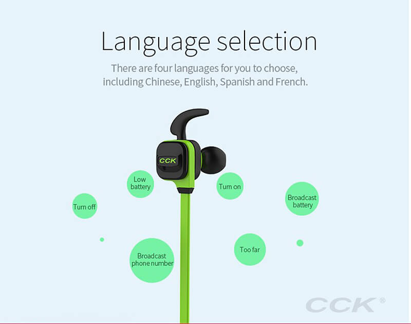 CCK KS Wireless Bluetooth V4.1 Stereo Headphone Sport Sweatproof In-ear Earphone with Mic - Red