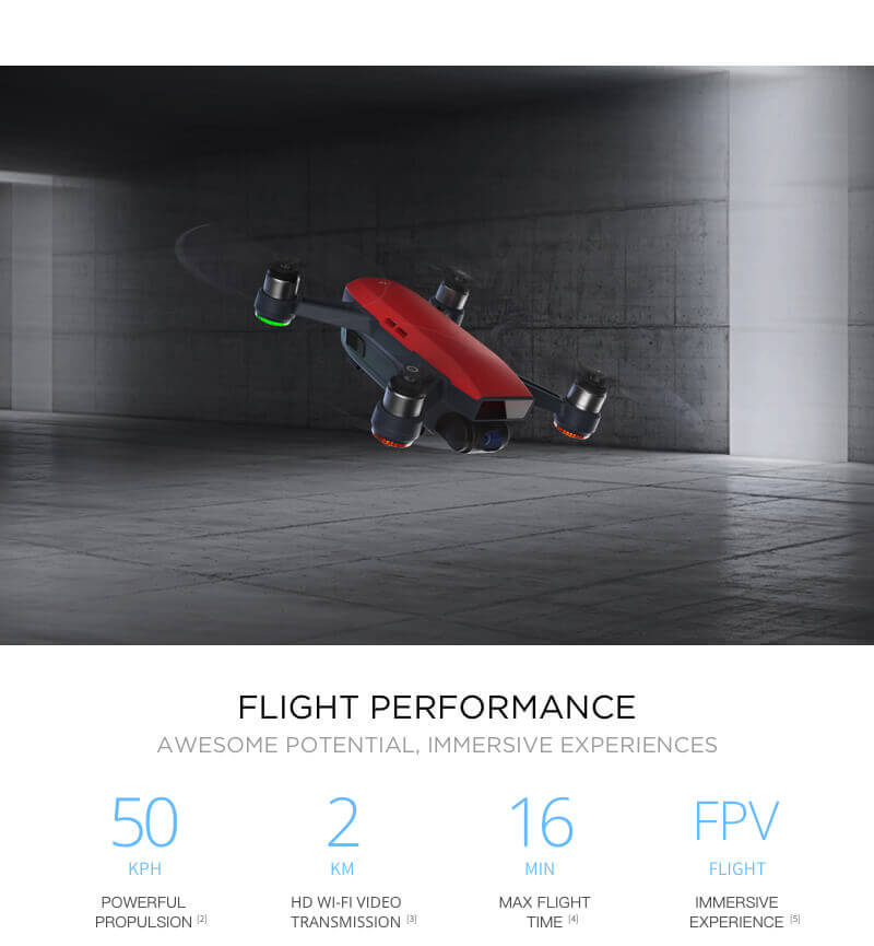 DJI Spark Mini Selfie Drone WiFi FPV 12MP Camera GPS GLONASS RC Quadcopter BNF - Lava Red