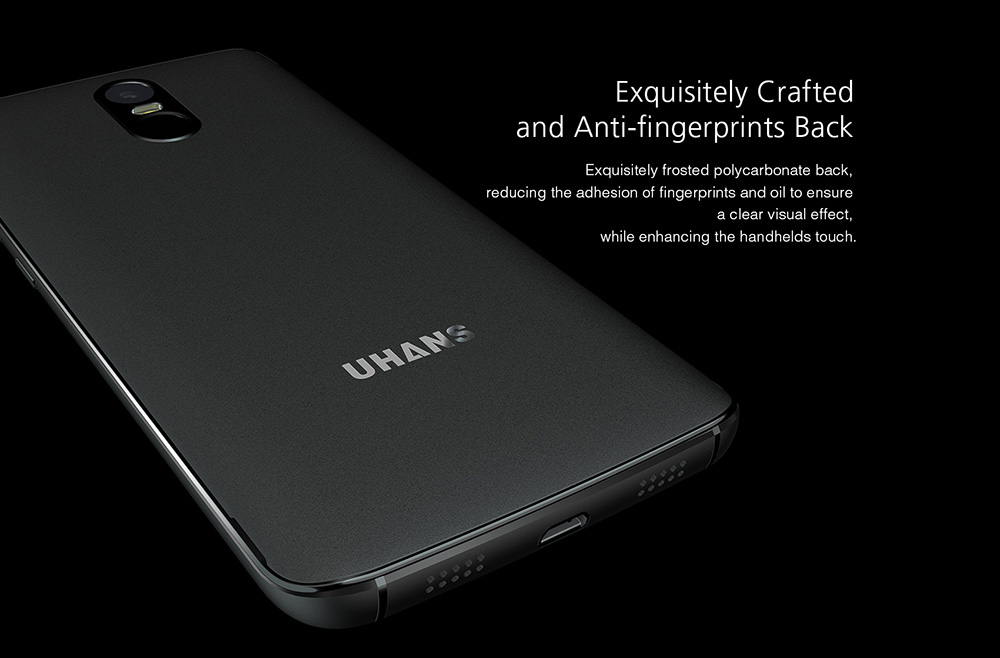 UHANS A6 5.5 Inch HD Screen Smartphone 2GB 16GB 8.0MP Cam MT6580 Android 7.0 Touch ID 4150mAh Battery - Black