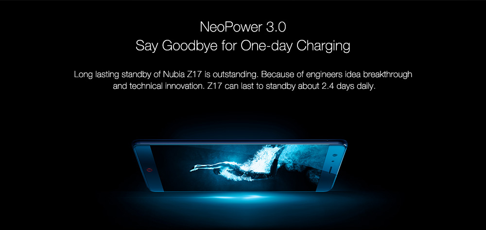 ZTE Nubia Z17 5.5 Inch 4G LTE Smartphone 6GB 64GB Dual Rear Cam 12.0MP+23.0MP Snapdragon 835 Octa Core Android 7.1 NFC Fast Charge QC4+ Bass Sound - Black