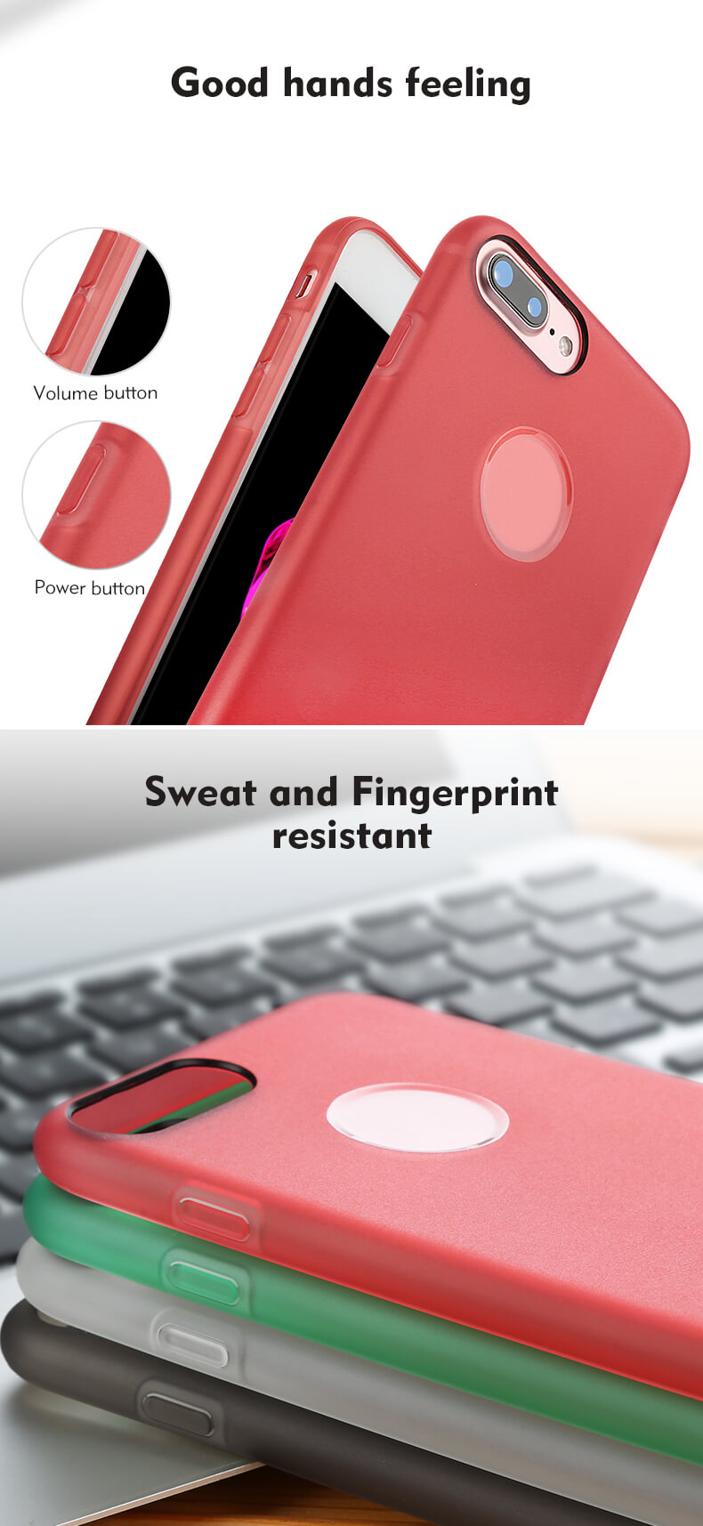 Red iPhone7 Plus Case Benks Magic Skin 1.5mm Shock Resistant TPU Case Back Cover