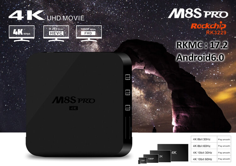 M8S PRO Android 6.0 RK3229 4K TV BOX 8GB ROM 802.11 b/g/n WIFI LAN KODI DLNA EU Plug