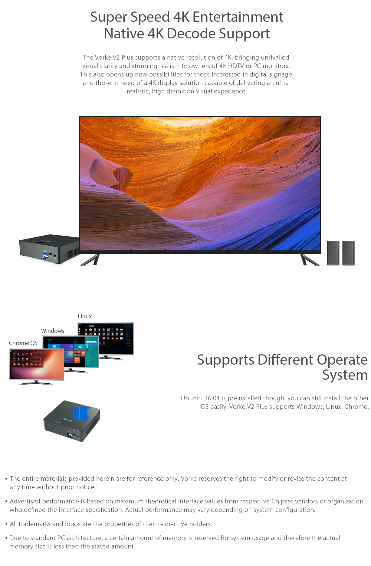 VORKE V2 Plus Mini PC Ubuntu 16.04 Intel Skylake I7-7500U 8GB RAM 256GB SSD IEEE 802.11 ac WIFI Gigabit LAN HDMI USB 3.1 Type-C
