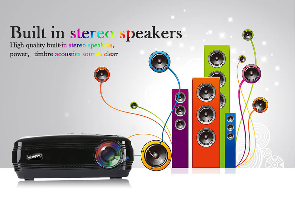 Uhappy U58 PRO Android 6.0 Smart Projector 3200lum LED Lamp 1280*768 S905X 1G/8G WIFI - White