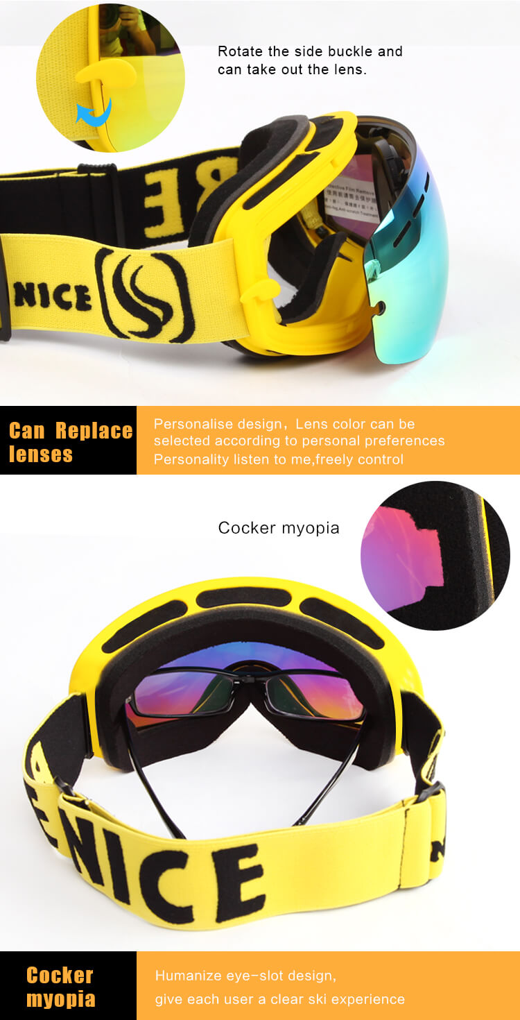 BENICE 3107 Ski Goggles Double Lens Anti-fog Windproof UV400 Adult Eyewear Winter Outdoor Sports Protective Glasses - Silver