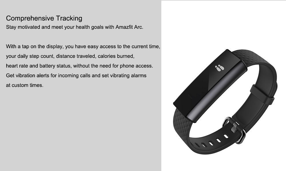 Huami Xiaomi Amazfit Smart Band IP67 Water Resistant Bluetooth 4.0 Smart Notification Heart Rate Monitor Compatible with Android iOS - Black