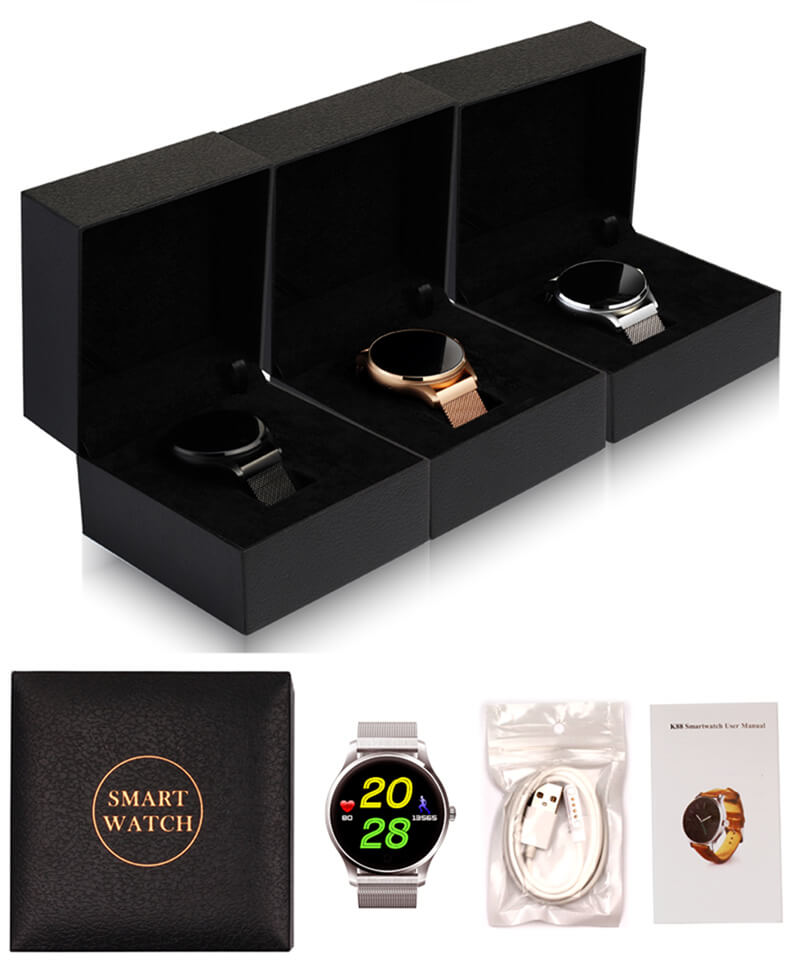 K88 Smart Watch Bluetooth Heart Rate Monitor MTK2502 Siri Function Gesture Control Compatible with iOS Andriod - Black