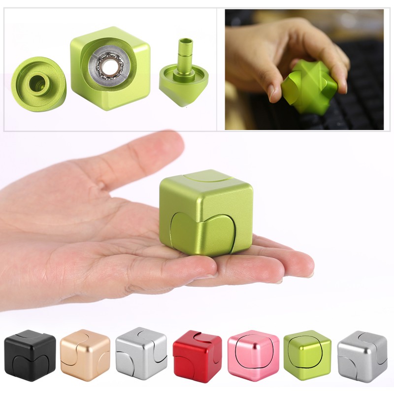 Fidget Cube Aluminum Alloy High-speed CNC Carved Magic Cube Stress Reliever Focus Gift Toys - Pink