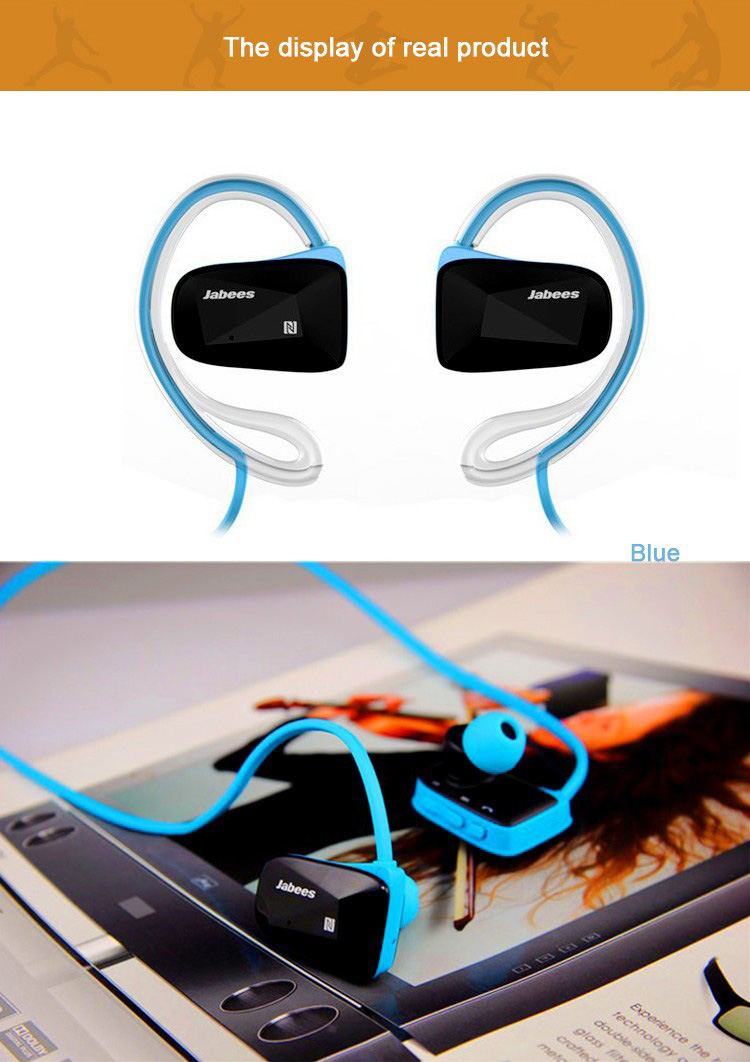 Jabees BSport Wireless Bluetooth Waterproof Headphone APTX NFC Sport Earphone with Microphone - Blue