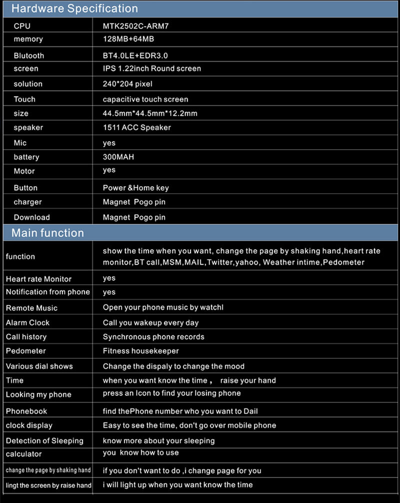 K88 Smart Watch Bluetooth Heart Rate Monitor MTK2502 Siri Function Gesture Control Compatible with iOS Andriod - Silver