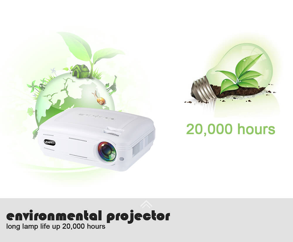 Uhappy U58 PRO Android 6.0 Smart Projector 3200lum LED Lamp 1280*768 S905X 1G/8G WIFI - White