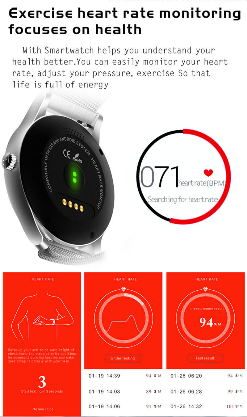 K88 Smart Watch Bluetooth Heart Rate Monitor MTK2502 Siri Function Gesture Control Compatible with iOS Andriod - Silver
